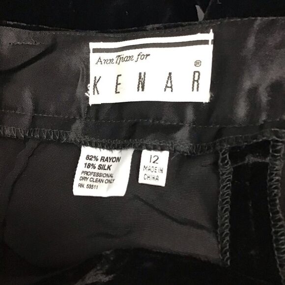 NWT Ann Tjian Kenar Black Velour Silk Pant 12 - Picture 2 of 8